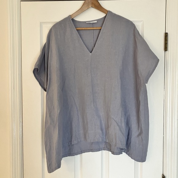 bryn Walker Tops - Bryn Walker 100% Linen Caftan Top Shirt Medium Blue Boxy Dolman Lagenlook Blouse